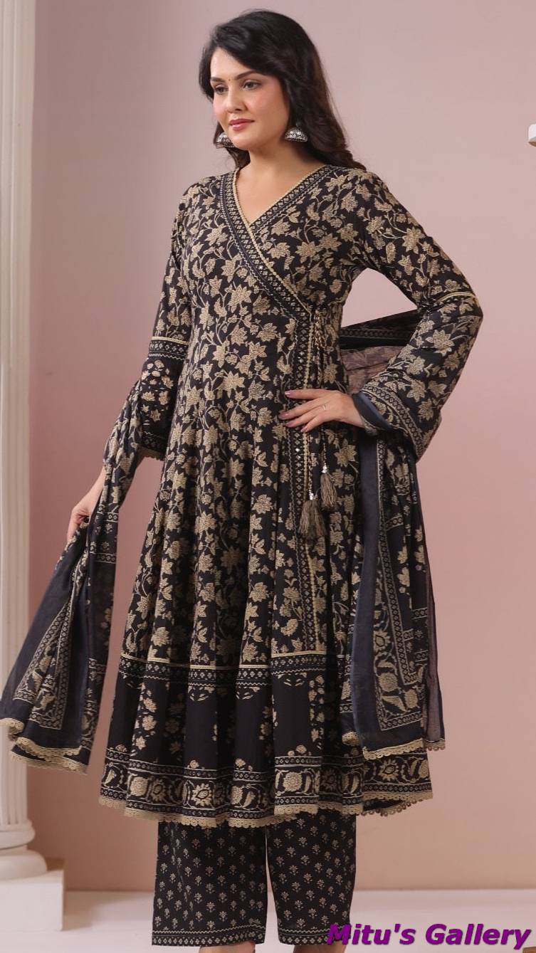 Anarkali with Fully Cotton and readymade 3 piece set